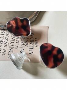 渐变棕色玳瑁纹手机，电镀气垫支架，多功能慵懒风手机支架，适用于流媒体播放 - 彩色 - 查看 3