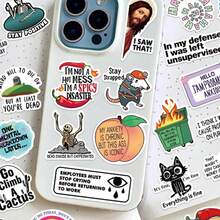 50pcs Snarky Meme Stickers,Good-Looking Cute Cartoon Creative Cartoon Decorating,Suitable For Decorating Handbooks Phone Cases,Skateboards,Guitars,Parties Suitcases Boxes Helmets Envelopes Diy Decorative Stickers,It Can Also Be Used As A Christmas Halloween Gift And Birthday Gift - 彩色 - 查看 3