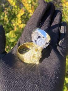 DUBSS 1枚镶钻皇冠男士戒指，5A镀层立方氧化锆嘻哈饰品 - 皇冠戒指 - 查看 6