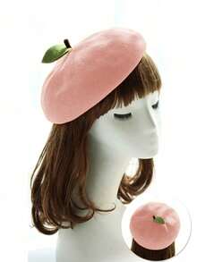 1入組女式可愛豆芽畫家帽，果橙色透氣貝雷帽非常適合旅行、聚會、禮物和日常穿著 - 橘色 - 查看 11