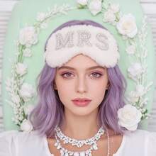 1pc Bride Pearl & Diamond Decor Eye Mask, Elegant "BRIDE/MRS/I DO" Design, Wedding Photo Prop, Breathable Blackout Travel Sleep Eye Mask, Bridesmaid Gift, Suitable For Wedding, Anniversary, Birthday Party, Valentine's Day, Thanksgiving, New Year, Mother's Day, Father's Day, Ramadan - Multicolor - View 3