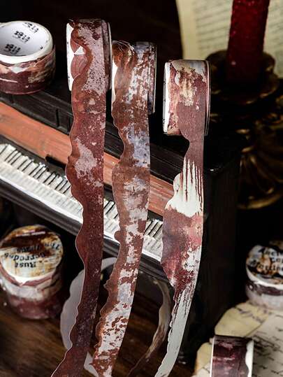 1卷2米锈迹纹理和纸胶带，复古创意美学贴纸，DIY装饰拼贴工艺材料，节日礼物，个性化剪贴簿学习用品