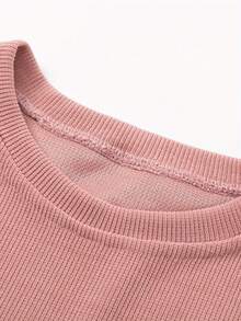Spring Fall Oversized Ribbed Crew Neck Top  Workout Tops Women  Workout Tops  Long Sleeve Tops Women   Sweaters For Women(If You Prefer The Relaxed Fit As Shown In The Picture, We Suggest Ordering 1–2 Sizes Up.) - Pink - View 6