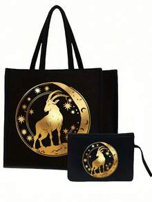 Bộ 12 túi tote vải lanh đen in hình cung hoàng đạo, túi đeo vai tối giản dung tích lớn kèm túi đựng mỹ phẩm di động, túi đựng đồ dùng hàng ngày, túi mua sắm đa năng, túi quà tặng cá nhân hóa hoặc túi đựng bữa trưa - Thiết kế hoàn toàn mới. Túi xách hai quai xách kiểu cặp sách. Thích hợp cho mua sắm, công sở, đi học. - Nhiều màu - Xem 17