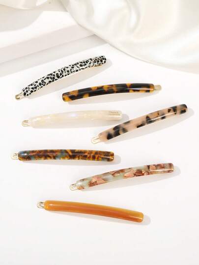 1个醋酸纤维琥珀色直发弹簧夹发夹，温柔优雅的高端大气小众设计，新年发夹，日常佩戴简约百搭的女士发饰，爪夹，发夹，发卡