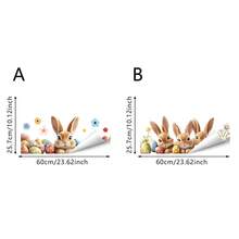 1/2pcs Easter Peeping Bunny Window Stickers, Cute Rabbit & Easter Eggs Floral Static Cling Decals, Removable Spring Party Home Decor, Holiday Decoration For Shops - Multicolor - View 11