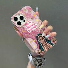 Funda para teléfono con diseño de fe y estrellas. Compatible con fundas ,  17,  16 Pro Max,  15 Pro Max,  13 y  12. Resistente al agua, a los golpes y a las caídas. Un regalo ideal para familiares, amigos, pareja, novios/novias y para San Valentín. - Rosa - Ver 2