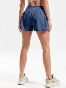 3-Pack Women'S Athletic Running Shorts, Workout Gym, Tennis Sports, Elastic Waist Quick Dry Sports Shorts, Yoga Shorts For Womens High Waisted Running Shorts Quick Dry Athletic Workout Shorts With With Phone Pockets, Highly Elastic, Sweat-Wicking, Quick-Drying Fabric - 藏青色 - 查看 6