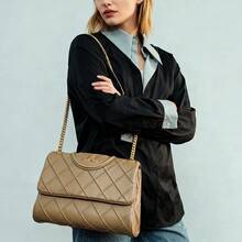 Tory Burch Fleming Double T Logo Quilted Chain Crossbody Bag 137301 - Brown - View 2