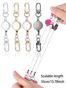 1个防盗金属伸缩钥匙链，弹性钥匙链，护士/办公室/学生证件套，登山扣，汽车钥匙链，男女通用礼物 - 彩色 - 查看 3