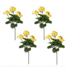 Artificial Geraniums Fake Flowers For Outdoors Decoration, 4/6 Bundles Silk Geraniums Red Flower UV Resistant Look Real Faux Plants For Front Door Garden Porch Planter Patio Balcony Yard Indoor Home - 黃色 - 查看 1