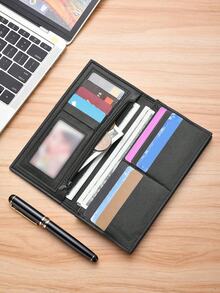 男士钱包，竖款，大容量，柔软皮革，送给爸爸、男朋友、搭配西装、新年、情人节的礼物 - 彩色 - 查看 4