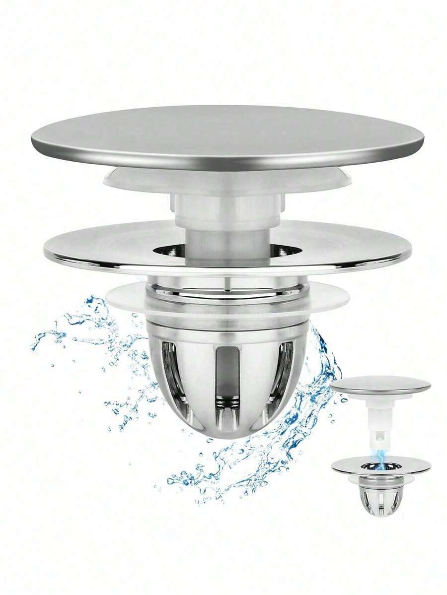 1pc Universal Tub Stopper Bathtub Drain, Pop Up BathTub Drain Plug And Cover, Replaces Bath Tub Lift And Turn, Tip-Toe And Trip Lever, Easy To Install And Clean, Stainless Steel Anti Clogging Drain Filter Bathroom Bathroom Accessories Bathroom Tools - 銀 - 查看 1
