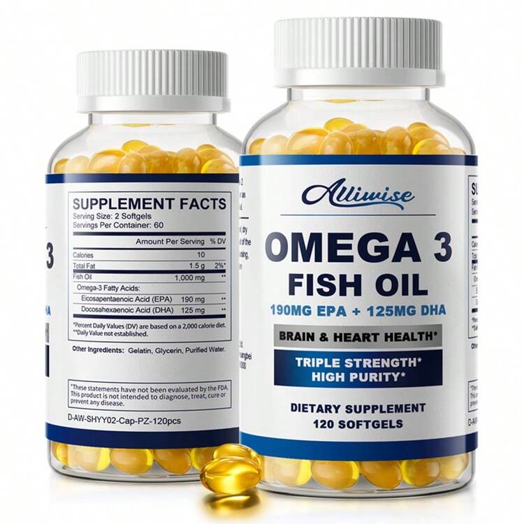 B BEWORTHS (2 Pack)Alliwise Fish Oil Softgels - Omega 3 Supplement - EPA + DHA - Heart & Brain Health Supplements - 240 Pcs - 2 Pack(120pcs) - 查看 2