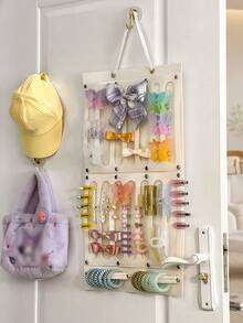 Large Capacity Hanging & Foldable Jewelry Storage Bag, Suitable For Clips, Ties, Headbands And Other Accessories Storage, Fashionable Glasses Storage, Valentine's Day Gift, Applicable To Wardrobe, Wall, Door, Keeps Accessories In Shape - Multicolor - View 4