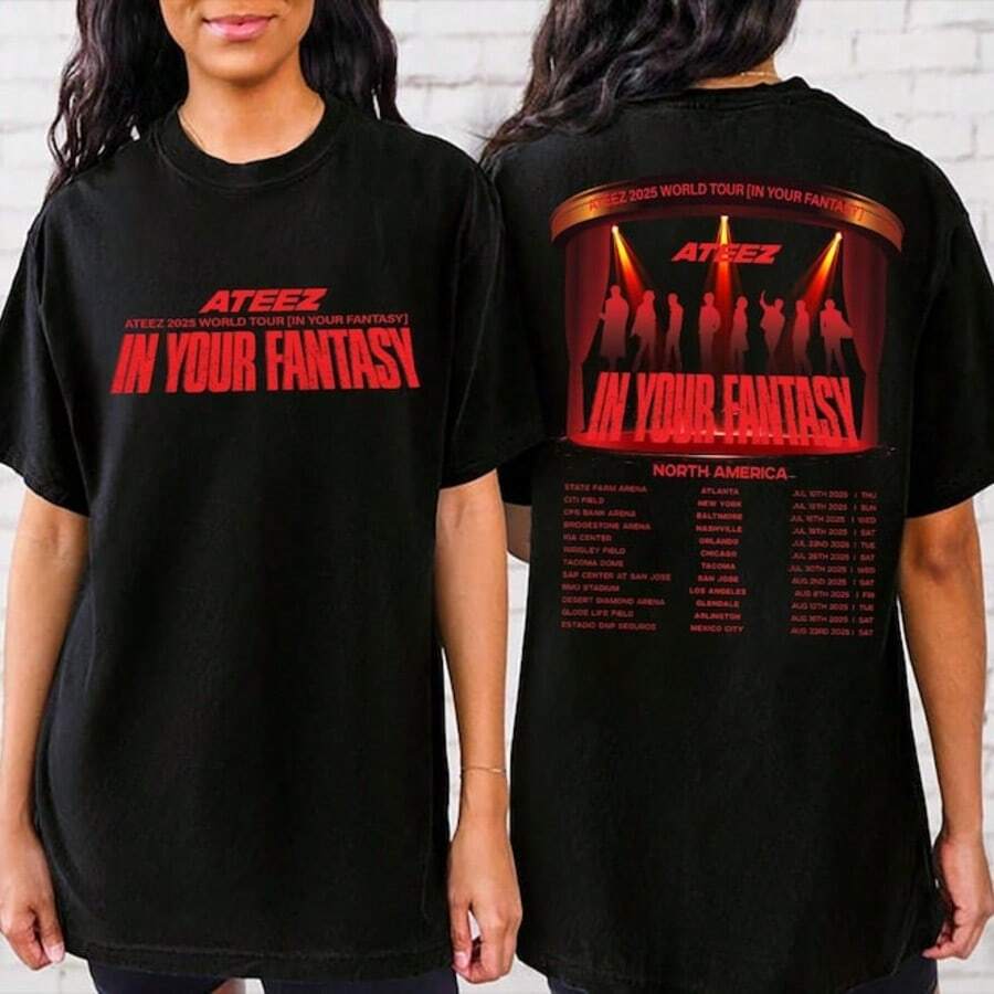 AteezS Tour In North America Shirt, AteezS Tour Shirt, ATEEZS World Tour In Your Fantasy Shirt, AteezS - 黑色 - 查看 1