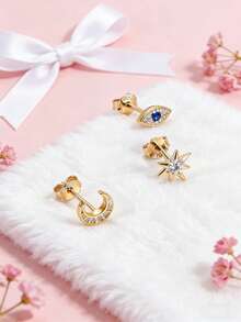 1 PC 925 Sterling Silver Stud Earrings With Water Drop Cut Zirconia Stone Elegant And Timeless Jewelry For Teenager Girl - one-size - View 1