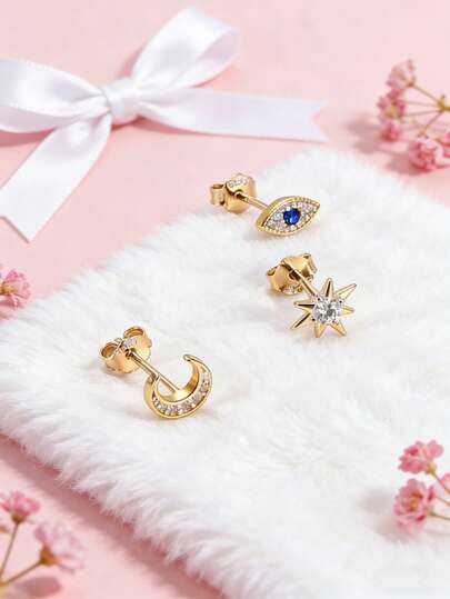 1 PC 925 Sterling Silver Stud Earrings With Water Drop Cut Zirconia Stone Elegant And Timeless Jewelry For Teenager Girl