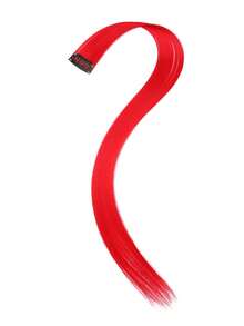 5片装20英寸直发合成假发接发片，红色，夹式，适合万圣节、圣诞节、新年派对、音乐节等场合。