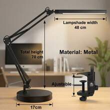 1pc LED Desk Lamp With Clip And Round Base, 3 Color Temperatures, Suitable For Study, Office, Reading, Bedside Table - LED930 - View 3