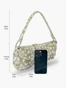 新款印花腋下包，不对称波西米亚风单肩包，铆钉街头风手提包，手拿包，适合约会、休闲、时尚派对、旅行、上学、度假、情人节礼物，时尚女包 - 青檸色 - 查看 2