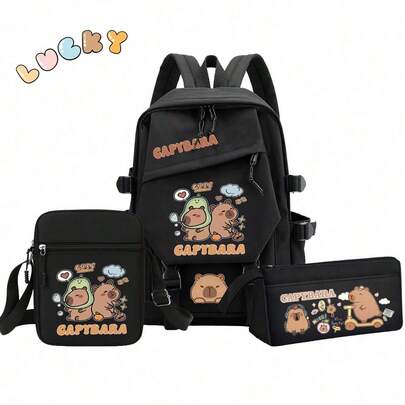 Water Vole Backpack Set, Large Capacity Multi-Piece Backpack, Crossbody Bag, Clutch Bag With Laptop Compartment, Simple Casual Multipurpose Backpack Wallet, Solid Color Nylon Student Backpack With Adjustable Straps, Multiple Pockets, Zipper Closure, Back To School, Office Supplies, Valentine's Day Gift