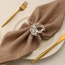 1PC/4PCS Napkin Rings, Al-Fitr Metal Hollow Star & Moon Design Napkin Rings, Napkin Rings For Family Gathering Dinner Table Decoration - Multicolor - View 6