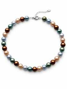 1件925纯银彩色珍珠项链，女士假日高端佩戴之选 - 炫彩珍珠 - 查看 1