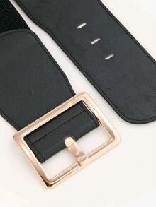 1条纯色休闲弹力腰带，四季皆宜 - 黑色 - 查看 5