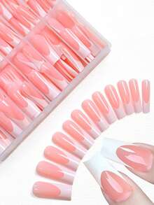 120片/套 简约法式长方形假指甲，提升您的时尚感，适合女性和女孩DIY美甲，美甲用品，批发，圣诞节、万圣节、感恩节、母亲节、情人节礼物 - 彩色 - 查看 3
