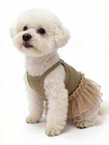 1pc New Princess Style Fluffy Tutu Dress For Cats & Small Dogs, Suitable For Parties, Dates, All Seasons - Mocha Brown - View 8