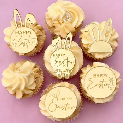 5pcs/10pcs/20pcs Easter Cupcake Decorations, Easter Eggs & Rabbit Decor For Holiday Party, Birthday Cake Decorations