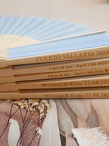 Personalized Wedding Fan Candy, Wholesale Carved Bride Party Favors, Wedding Ceremony Fans, Rustic Style Wedding Candy Fans, Personalized Wedding Candy Fans - Multicolor - View 6