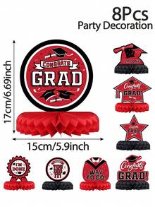 8pcs/Set Graduation Honeycomb Ornaments For Graduation Decor Table Centerpiece , 2026 Graduation Honeycomb Decorations Paper Ornaments, Room Decor, Home Decor, Celebration Graduation Party Room Table Background Decoration, Graduation Season Party Favor Gifts, Graduation Photo Props, Congrats Graduation Party Supplies, Easter Valentine's Day - Graduation Season - View 14