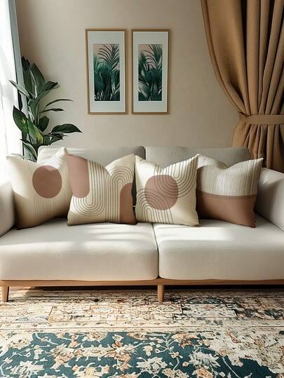 4 fundas de almohada de estilo minimalista moderno con líneas, fundas de almohada decorativas de líneas bohemias, con cremallera, lavables, para decoración del hogar, fundas de cojín decorativas para sofá, adecuadas para dormitorio, sala de estar, sofá, coche, silla lumbar, cojín para patio exterior, camping, sin relleno de almohada