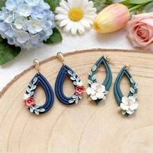 1/10Pcs Organic Outline Geometry Polymer Clay Cutters Multiple Lines Drop Ellipse Ribbed Earrings Jewelry Soft Pottery Clay Making Tools - White - View 3