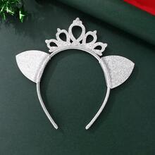 1 pieza Diadema de fiesta, diseño de corona hueca, aro para el cabello antideslizante para fiestas, celebraciones navideñas y de vacaciones - Diadema de corona - Ver 2