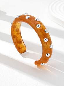 1件装厚树脂手镯，女士多层厚手镯套装，棕色亚克力手镯，日常基本款饰品 - 彩色 - 查看 17