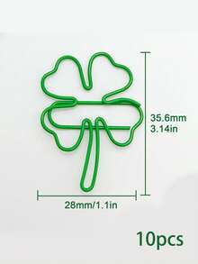 10/30pcs Lucky Green Four-Leaf Clover Metal Paper Clips - Decorative Office Supplies With Good Luck Charm, Durable Metallic Binder Clips For Organizing Files, Journals, Planners - Irish Symbol Of Fortune & Happiness, Clips For Paper - Green - View 8