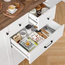 Sideboard, Kitchen Cabinets With 5 Drawers, Wooden Storage Cupboard Cabinet For Kitchen - White - View 4