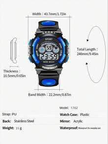 1件装防震多色圆形青少年手表，带闹钟、日期、计时、夜光、多功能电子表功能，适合作为青少年节日、生日、毕业典礼、圣诞节和其他节日的礼物。 - 彩色 - 查看 13