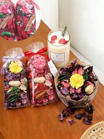 [Pure Natural Fragrance]1pc Natural Fresh And Dried Flower Petal Scented Sachet, Transparent Mesh Bag, Freshens The Air, Perfect For Party Favors, Holiday Gifts, And Everyday Home Decor. Also Suitable For Car Air Fresheners, Home Fragrance Sachets, Decorative Bowl And Vase Fillers, Table Decorations, And Hanging Floral Scents. Long-Lasting Fragrance, Suitable For Bedrooms, Homes, Hotels, Guesthouses, Restaurants, And Supermarkets.