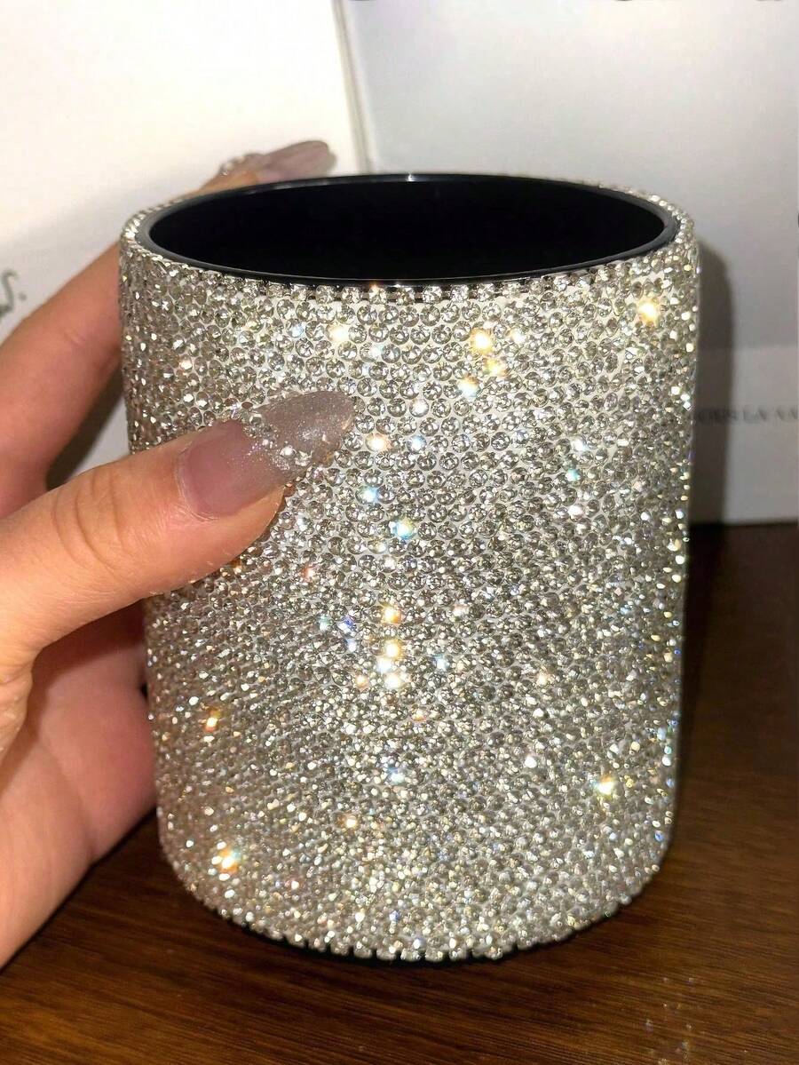 1pc Sparkling Crystal Makeup Brush Holder, Cosmetic Tool Organizer, Pen Holder, Desk Decor, Birthday Party Holiday Gift, Diamond Decorative Art, Halloween, Christmas, Thanksgiving, For Family And Friends,Room Decor - Multicolor - View 1