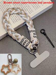 2026新年手机挂绳，1套金色编织腕带，手机挂绳腕带，短款编织绳，女士户外防坠绳，旅行攀岩绳，结实耐用礼品垫，多功能户外手持挂绳，防丢防盗手机壳挂件，含礼品垫