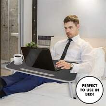 23 X 15 In Foldable Lap Desk,Sofa & Bed Table For Laptop Include IPad Slot And Cup Holder - Black - View 6
