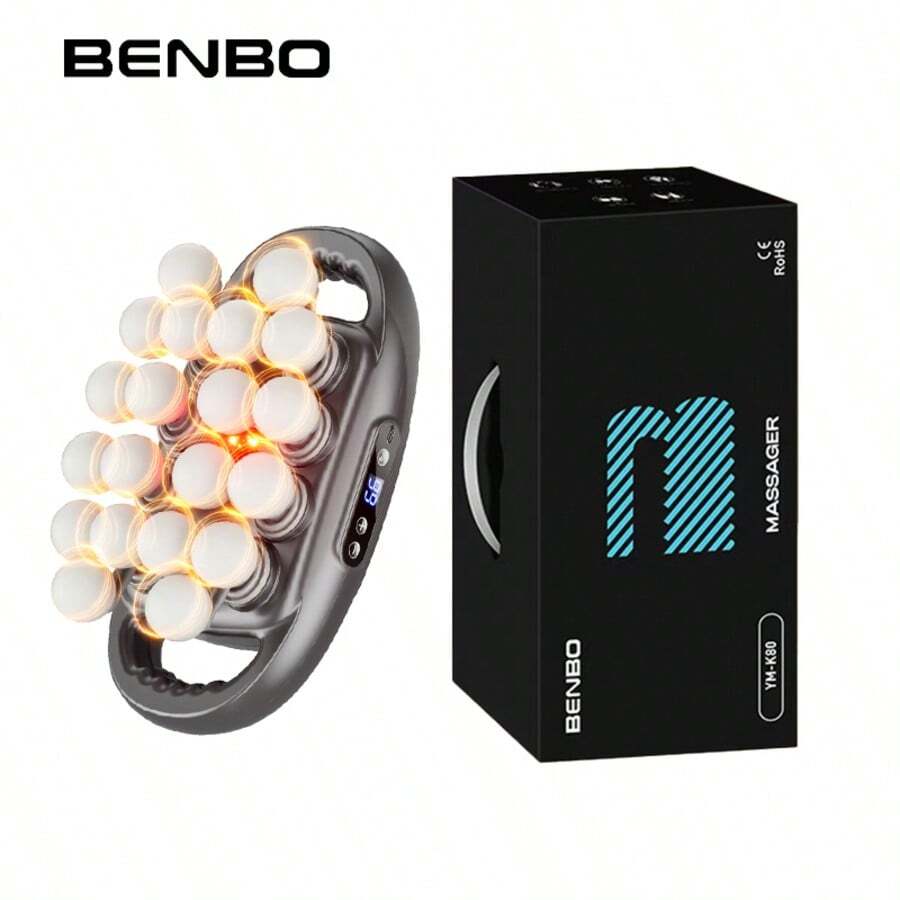 BENBO 16头按摩枪套装，9种模式30级强度，深层组织冲击式按摩器，静音肌肉按摩枪，适用于背部、肩部、腿部、足部、身体肌肉，缓解疼痛。