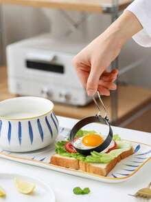 2pcs Stainless Steel Egg Rings - Non-Stick, Easy Flip, Round, Multipurpose Egg Mold, Great For Birthday, Fried Eggs, Pancakes, Omelets - Essential Kitchen Gadget - Black - View 6