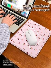 这款PU皮革磁扣笔记本电脑/平板电脑保护套，采用樱桃蝴蝶结图案设计，兼容MacBook Pro 15英寸、MacBook Air 13英寸、Galaxy TAB S10 Ultra和Metabook 14英寸。防水防污，方便旅行携带，也可作为iPad收纳包或鼠标垫使用。是办公室、商务和学习的必备笔记本电脑包。 - 彩色 - 查看 2