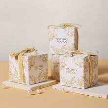 10个/20个装花卉图案丝带礼盒，创意优雅“专为您打造”婚礼回礼糖果袋，派对礼物，生日，情人节礼盒（不含珍珠） - 彩色 - 查看 9