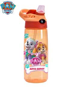 Paw Patrol 1个“成就伟业”可爱卡通图案儿童水瓶，20盎司，带提手和硅胶吸管，防漏盖，4种颜色可选，适合返校、工作、户外运动、旅行、生日、感恩节、毕业、情人节等场合作为礼物 - 彩色 - 查看 3